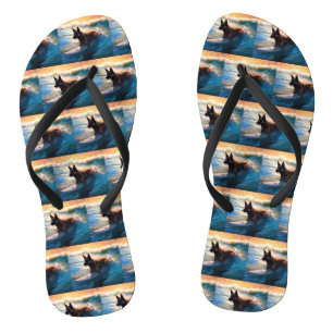 Belgische Herder  Strand Surfen Schilderen Teenslippers