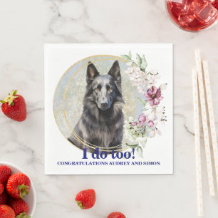 Belgische herdershond bruiloft servetten met honde