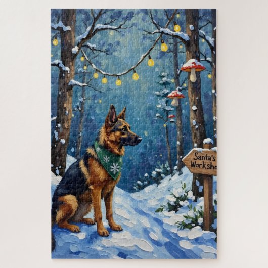 Belgische Herdershond Kerst Betoverd Bos Legpuzzel (Verticaal)