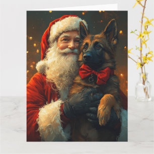 Belgische Herdershond Kerstman Festive Kerstmis Kaart