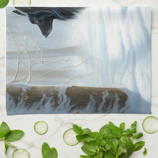 Belgische herdershond laat het sneeuwen Kerstmis Theedoek (Gevouwen)