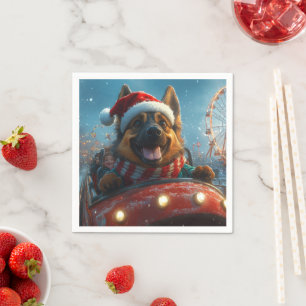 Belgische Herdershond Roller Coaster Kerstmis Servet
