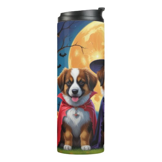 Belgische Herdershonden Pompoen Halloween Grappig Thermosbeker (Gedraaid links)