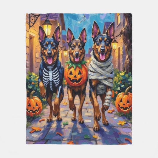 Belgische Herdershonden Trick-or-Treating Hallowee Fleece Deken (Voorkant)