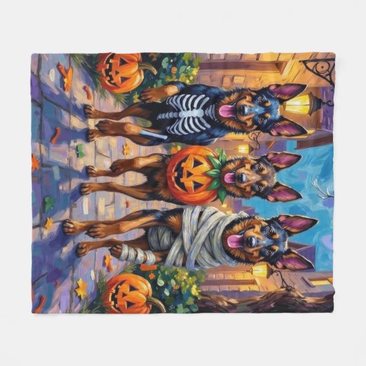 Belgische Herdershonden Trick-or-Treating Hallowee Fleece Deken (Voorkant (Horizontaal))