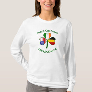 Belgische Ierse Amerikaanse Klaver Vlag Persoonlij T-shirt