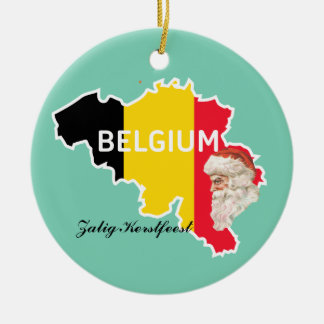 Belgische Kaart, Vlag, Kerstmis en Kerstmis Keramisch Ornament