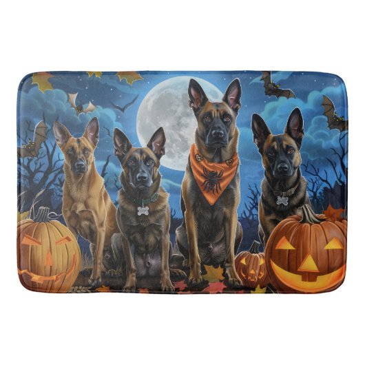 Belgische Malinoi Halloween Spooky Badmat (Voorkant)