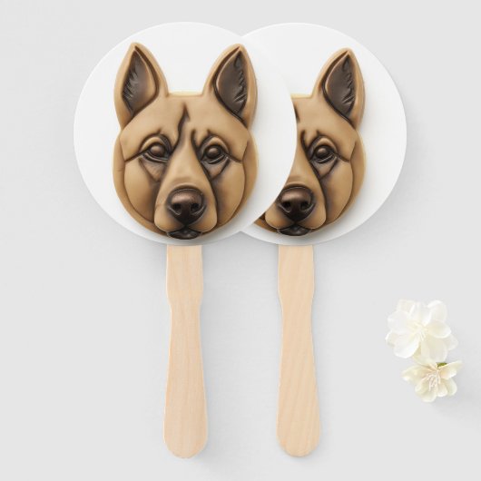 Belgische Malinoi-hond 3D-geïnspireerd Handwaaier (Voorkant en achterkant)