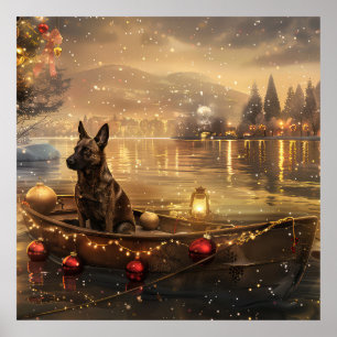 Belgische Malinoi Kerst Feestelijke Reis Poster