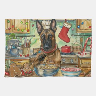 Belgische Malinoi Kerstbakken: Festieve Kerstmis Theedoek