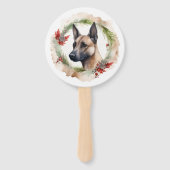 Belgische Malinoi Kerstkrans Feestelijke Pup Handwaaier (Achterkant)