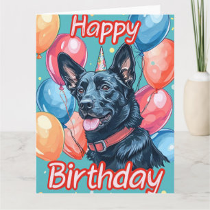 Belgische Malinoi met ballonnen Verjaardag Kaart