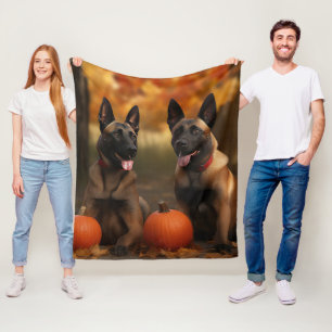 Belgische Malinoi Puppy Herfst Delight Pompoen Fleece Deken