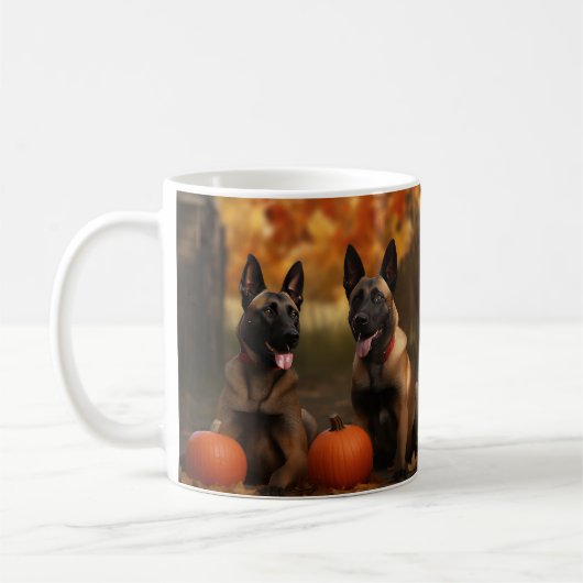 Belgische Malinoi Puppy Herfst Delight Pompoen Koffiemok (Links)