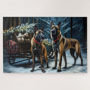 Belgische Malinoi Sneeuw slee Christmas decoratie Legpuzzel