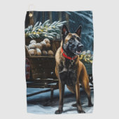 Belgische Malinoi Sneeuwslee Kerstdecoratie Golfhanddoek (Voorkant)