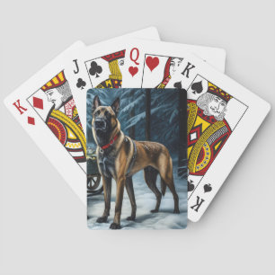 Belgische Malinoi Sneeuwslee Kerstdecoratie Pokerkaarten