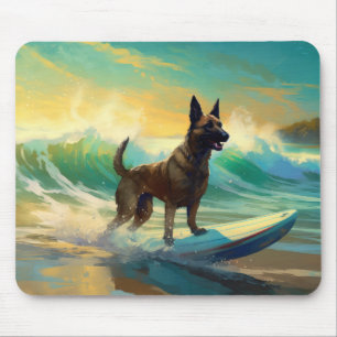 Belgische Malinoi Strand Surfen Schilderij Muismat