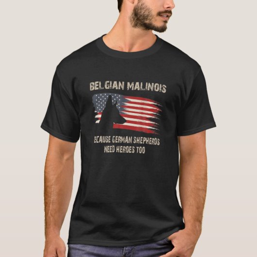 Belgische Malinois Amerikaanse vlag Funny Dog T-shirt (Voorkant)