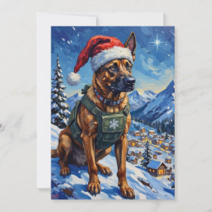 Belgische Malinois Bergpatrouille Kerstmis Feestdagenkaart