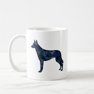 Belgische Malinois Black Waterverf Silhouette Koffiemok