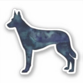 Belgische Malinois Black Waterverf Silhouette Sticker (Voorkant)