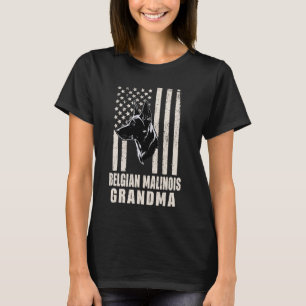 Belgische Malinois Dog Oma Amerikaanse Vlag T-shirt