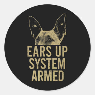 Belgische Malinois Ears Up System Gewapende Maliga Ronde Sticker