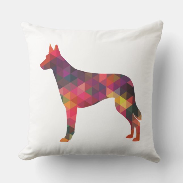 Belgische Malinois Geometric Pattern Silhouette Mu Kussen (Voorkant)