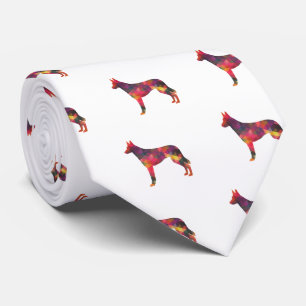 Belgische Malinois Geometric Pattern Silhouette Mu Stropdas