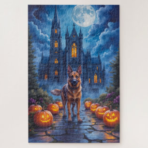 Belgische Malinois Gotische Kathedraal Halloween K Legpuzzel