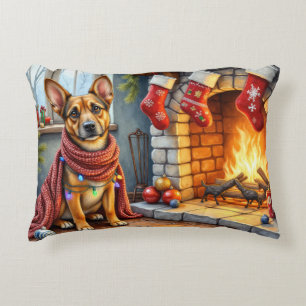Belgische Malinois Haard met Kerstverlichting Accent Kussen