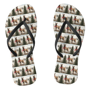 Belgische Malinois Hond in Sneeuw Kerstmis Teenslippers