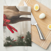 Belgische Malinois Hond in Sneeuw Kerstmis Theedoek (Quarter Fold)