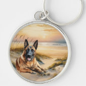 Belgische Malinois-hond kust strand kreek Sleutelhanger (Voorkant)
