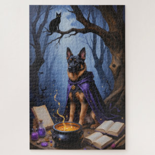 Belgische Malinois-hond Whimsical Halloween-schild Legpuzzel