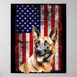 Belgische Malinois-hondliefhebber Vlag 4 juli Poster