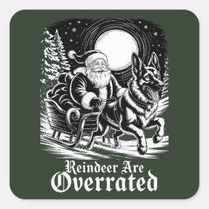 Belgische Malinois Kerst Rendieren zijn Overgewaar Vierkante Sticker