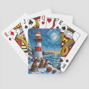 Belgische Malinois Kerst Vuurtoren Vakantie Pokerkaarten