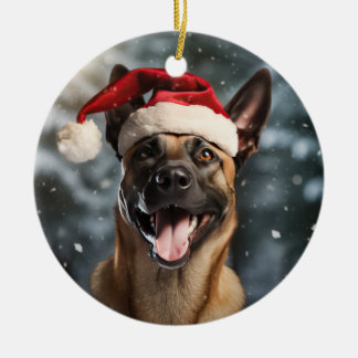 Belgische Malinois Kerstaandenken Keramisch Ornament