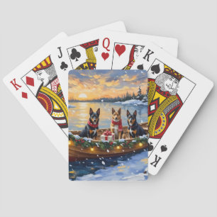 Belgische Malinois Kerstboot Vakantie Pokerkaarten