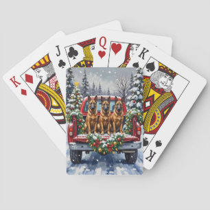 Belgische Malinois Kerstmis Rode Truck Vakantie Pokerkaarten