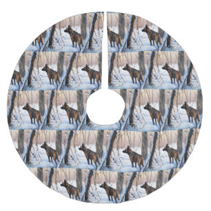 Belgische Malinois Laat Het Sneeuw Kerstmis Kerstboom Rok