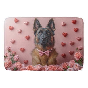 Belgische Malinois met Rozen - Valentijnsdag Badmat