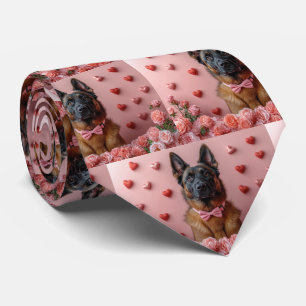 Belgische Malinois met Rozen - Valentijnsdag Stropdas