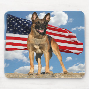 Belgische Malinois met vlag mousepad Muismat