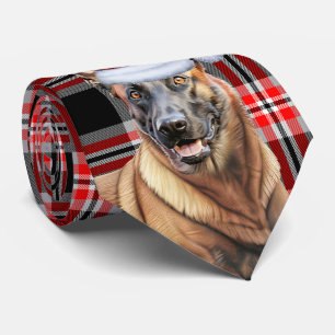 Belgische Malinois Red Plaid Holiday Christmas Stropdas