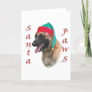Belgische Malinois Santa Paws; Santa Belgische Mal Feestdagen Kaart
