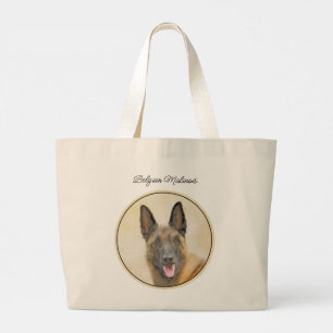 Belgische Malinois Shepherd Mahogany Schilderkunst Grote Tote Bag